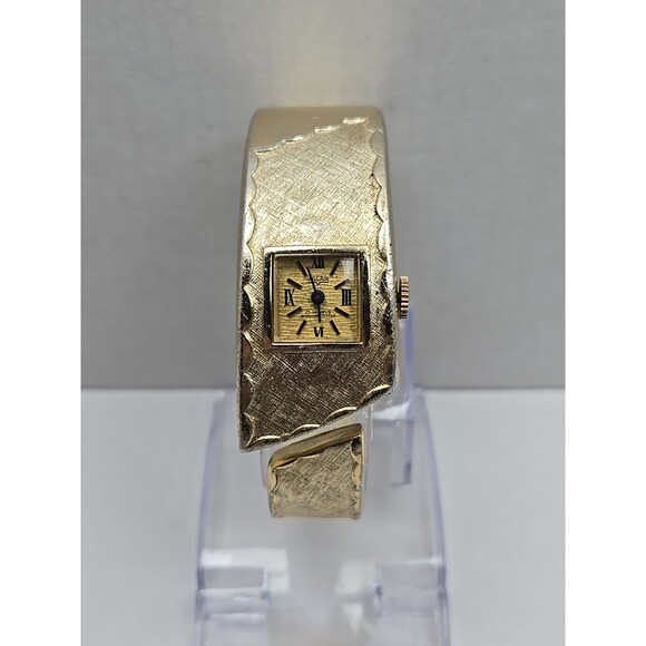 Vulcain Medana Pamela Bangle Watch Swiss 17 Jewels West Germany Gold Tone Ladies - Picture 1 of 14